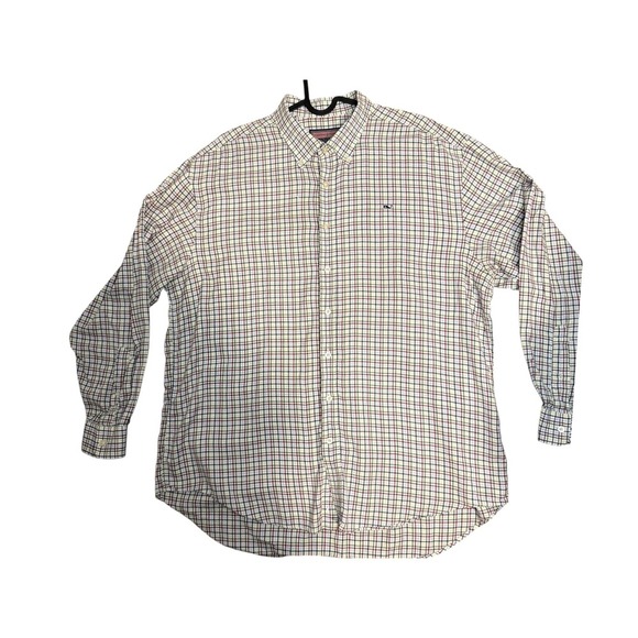 Vineyard Vines Mens XL Whale Shirt Button Down Long Sleeve Plaid Checkered - Picture 1 of 3
